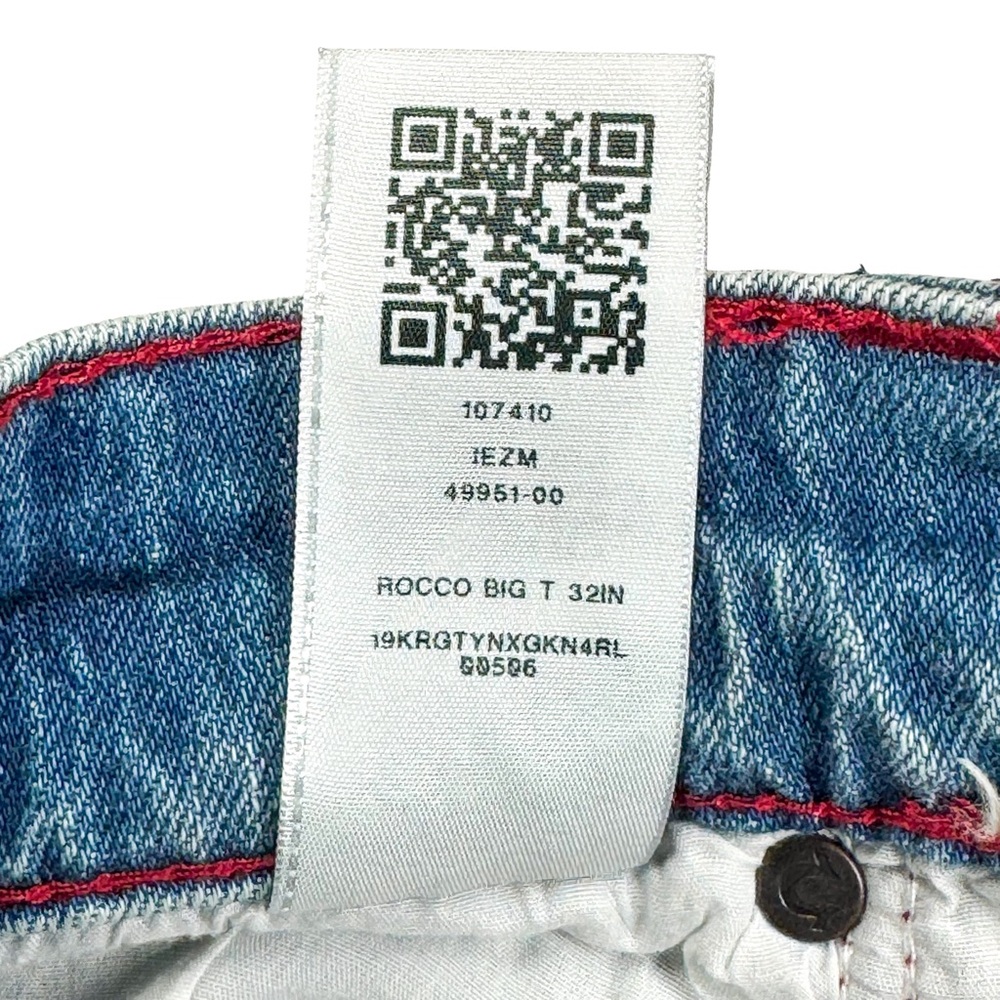 True Religion Mens Rocco Big T Relaxed Skinny Jeans 32x31 Red Stitch Y2K Stretch - Picture 8 of 14